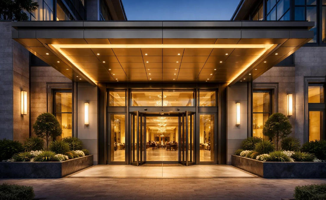 Modern Commercial Building with Glass Curtain Wall